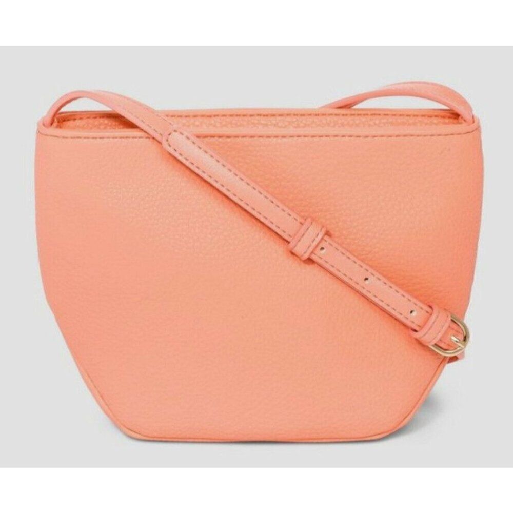 A New Day Womens Coral Leather Inner Pockets Adjustable Crossbody Bag One Size